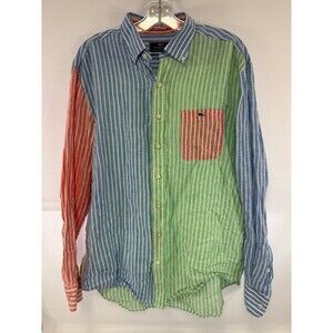 Vineyard Vines Classic Fit Tucker Shirt 100% Linen Multicolor Striped Mens L